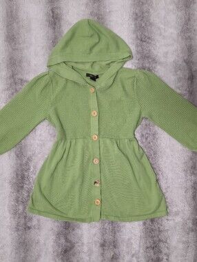 Y2K Green Hooded Babydoll Blouse Top Medium